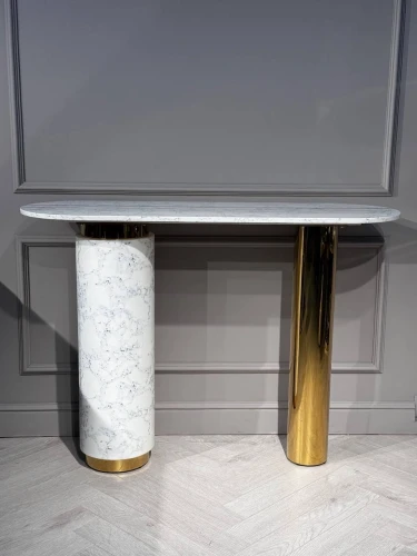 Стол-консоль Прима MC3043-120WH,120х40х85 см, белый мрамор/золото