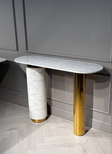 Стол-консоль Прима MC3043-120WH,120х40х85 см, белый мрамор/золото