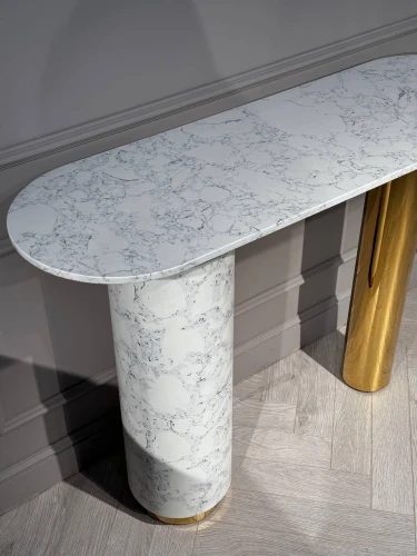 Стол-консоль Прима MC3043-120WH,120х40х85 см, белый мрамор/золото