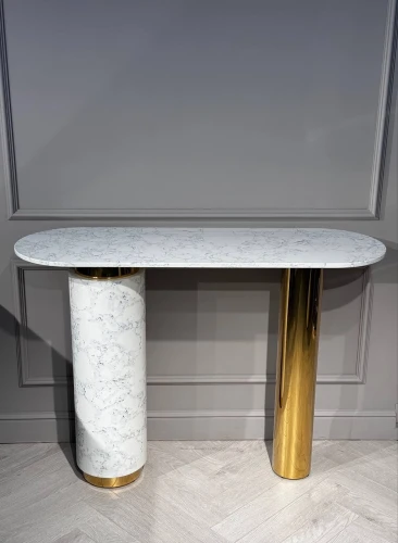Стол-консоль Прима MC3043-120WH,120х40х85 см, белый мрамор/золото