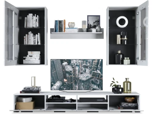 Стенка «Рио-2», Белый жемчуг/белый глянец