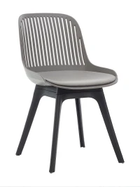 DC270 Стул пластиковый, СЕРЫЙ c подушкой, ноги черные