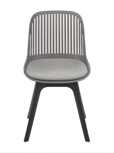 DC270 Стул пластиковый, СЕРЫЙ c подушкой, ноги черные