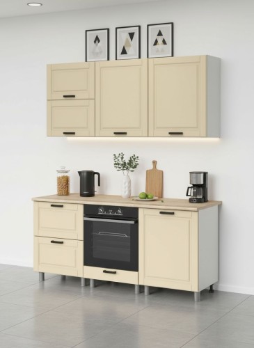 Готовая кухня МК Аленушка 1,8м Астра Крем,скоба черный,сонома