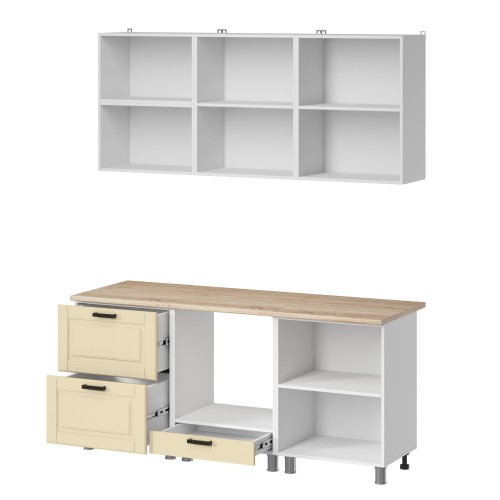 Готовая кухня МК Аленушка 1,8м Астра Крем,скоба черный,сонома