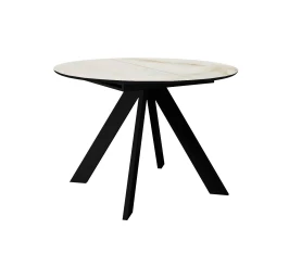 Стол DikLine SKC100 d1000 Керамика глянец Ostra Bianco (мрамор глянец белый)/подстолье черное/опоры черные