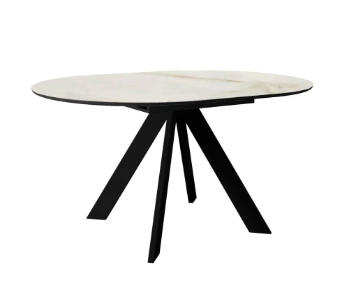 Стол DikLine SKC100 d1000 Керамика глянец Ostra Bianco (мрамор глянец белый)/подстолье черное/опоры черные