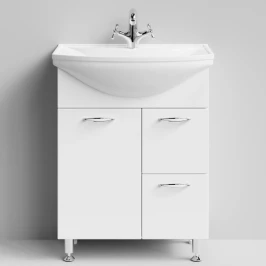 Тумба Колумбия 65 напольный, левый, белый Vodok с раковиной в комплекте