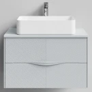 Тумба Липс 80, пример RAL 7040 Серое окно, матовая, 2 ящика, подвесной Vodok с раковиной в комплекте