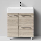 Тумба Мальта 70 напольный, ящики и дверь, Дубослив ореховый светлый ПВХ 3445, левый Vodok с раковиной в комплекте