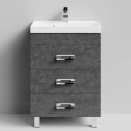 Тумба Орландо 60 напольный, Серый камень ПВХ 57806 Vodok с раковиной в комплекте
