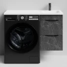 Тумба Смайл 100 подвесной, под стиральную машину, правая, Мрамор Графит софт тач ПВХ 4044-3 Vodok с раковиной в комплекте Тумба Смайл 100 подвесной, под стиральную машину, правая, Мрамор Графит софт тач ПВХ 4044-3 Vodok с раковиной в комплекте