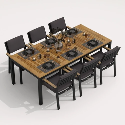 Обеденная группа TELLA  BONTA  каркас карбон / стол тик 200 / ткань антрацит