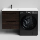 Тумба Смайл 120 подвесной, под стиральную машину, левая, Палисандр ПВХ 43101 Vodok с раковиной в комплекте