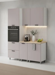 Готовый кухонный гарнитур МК Аленушка 1,6м ПД Лаванда Кашемир,скоба черный,сонома