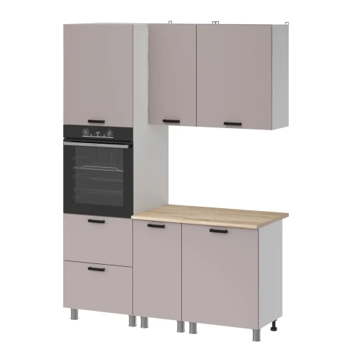 Готовый кухонный гарнитур МК Аленушка 1,6м ПД Лаванда Кашемир,скоба черный,сонома