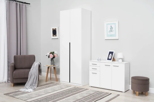 Шкаф распашной с наполнением (3 полки + штанга) ШК 5 (800), Белый