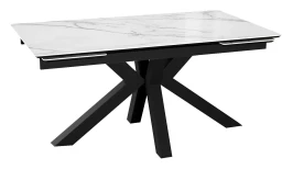 Стол DikLine SFE140 Керамика Tianshan White (белый полуглянец)/подстолье черное/опоры черные (2 уп.)