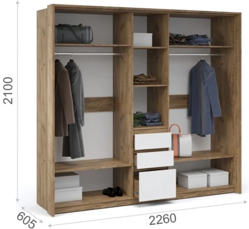 Шкаф «Мишель» 5дв, Дуб крафт золотой/Белый жемчуг