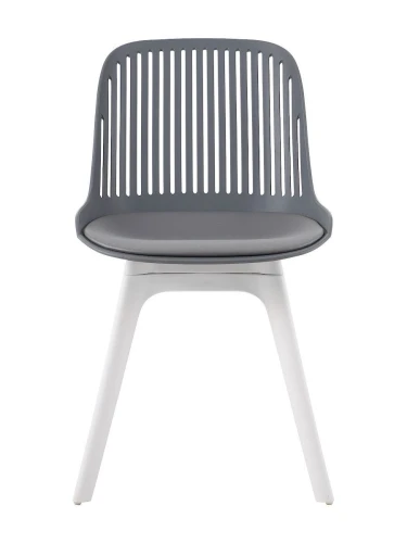 DC270 Стул пластиковый, ГРАФИТ c подушкой, ноги белые