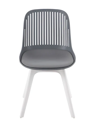 DC270 Стул пластиковый, ГРАФИТ c подушкой, ноги белые
