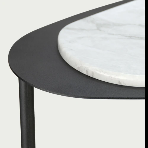 Стол журнальный МеталлАрт М036 белый мрамор/черный