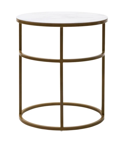 Журнальный столик Френсис Белый мрамор, стекло/ золотой каркас M-city