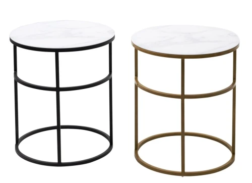 Журнальный столик Френсис Белый мрамор, стекло/ золотой каркас M-city