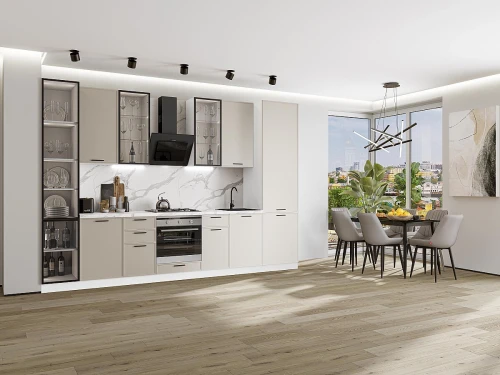 Кухонный гарнитур Фрейм-06 Cream Silk Белый