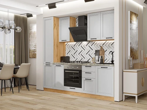 Кухонный гарнитур Нео-02 Grey Silk Дуб Вотан