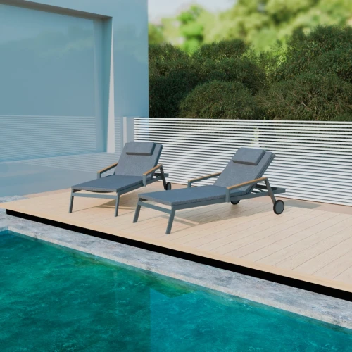 Шезлонг SPONDA карбон (с матрасом, с подушкой)