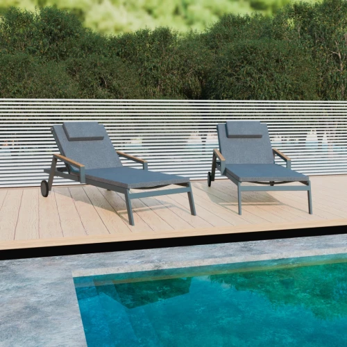 Шезлонг SPONDA карбон (с матрасом, с подушкой)
