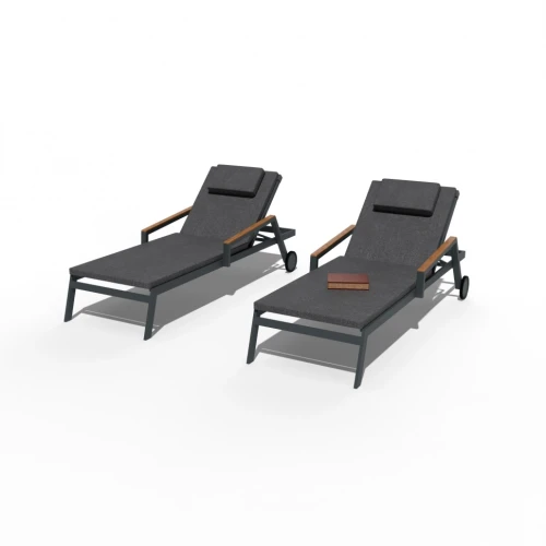 Шезлонг SPONDA карбон (с матрасом, с подушкой)