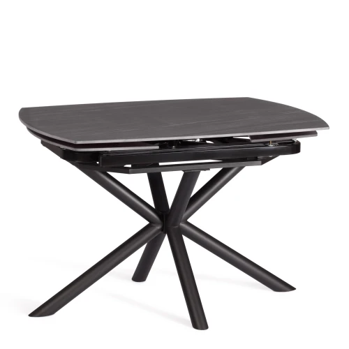 Стол обеденный Winston/Винстон столешница керамика (матовая) /опоры металл, темно-серый/черный, (120+30+30)x80x75(+1) см