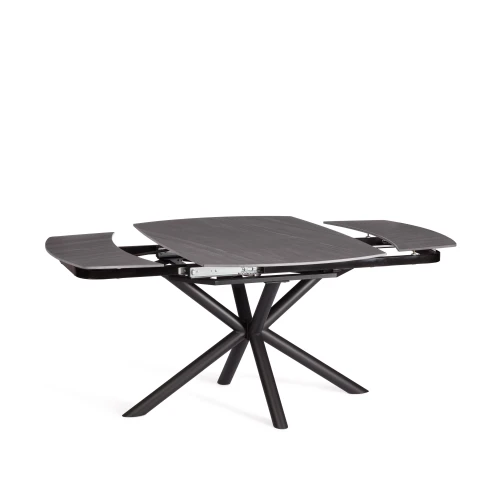 Стол обеденный Winston/Винстон столешница керамика (матовая) /опоры металл, темно-серый/черный, (120+30+30)x80x75(+1) см