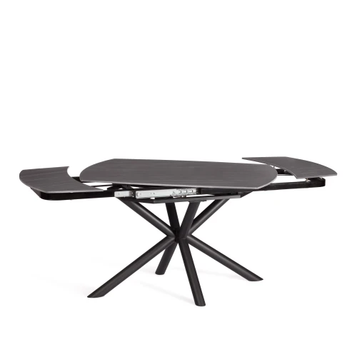 Стол обеденный Winston/Винстон столешница керамика (матовая) /опоры металл, темно-серый/черный, (120+30+30)x80x75(+1) см