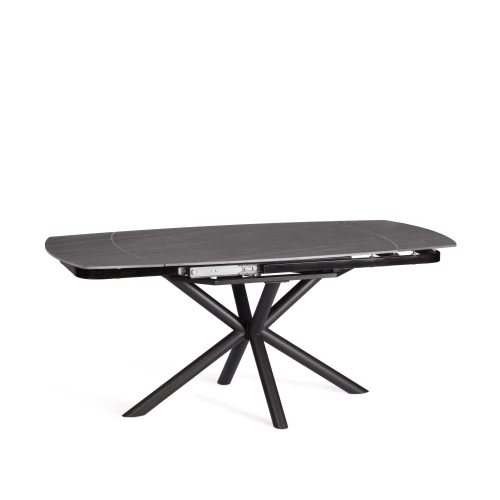 Стол обеденный Winston/Винстон столешница керамика (матовая) /опоры металл, темно-серый/черный, (120+30+30)x80x75(+1) см