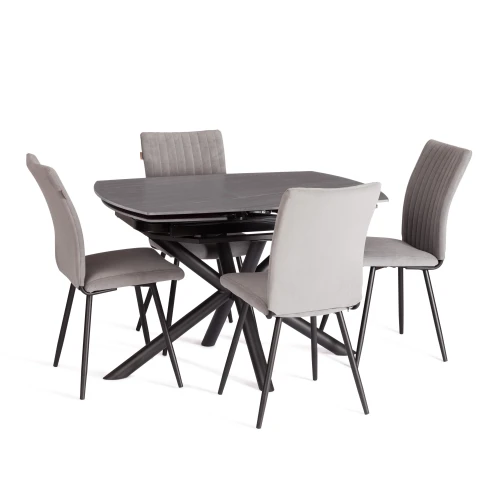 Стол обеденный Winston/Винстон столешница керамика (матовая) /опоры металл, темно-серый/черный, (120+30+30)x80x75(+1) см