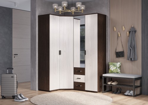 Шкаф угловой Белла, венге/ясень белый