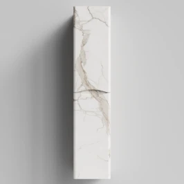 Пенал Адель 30 (2 двери) подвесной, Мрамор Белый натур милк ПВХ 2537, правый, бельевая корзина