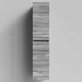 Пенал Бест 30 (2 двери) подвесной, Лиственница структурная контрастно-серая ПВХ 64202, правый, бельевая корзина