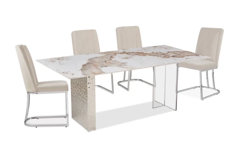 Стол обеденный Ардео Силвер DT-3101, 200x100x75 см, белый мрамор