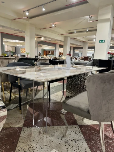 Стол обеденный Ардео Силвер DT-3101, 200x100x75 см, белый мрамор