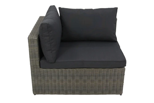 Набор мебели Драмен  арт.GS009 серо-коричневый, серый 1 уп. (стол, 2 угл.кресла, 2 пуфа, ротанг серо-корич, подушки серые) "Garden story"