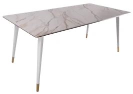 Стол обеденный Рио Гранд MC232-180WH, 180х90х76 см, белая керамика/золото