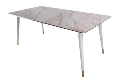 Стол обеденный Рио Гранд MC232-180WH, 180х90х76 см, белая керамика/золото