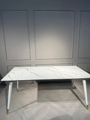 Стол обеденный Рио Гранд MC232-180WH, 180х90х76 см, белая керамика/золото