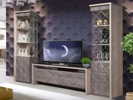 Гостиная «Монако», Сосна натуральная/Дуб шале графит