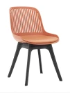 DC270 Стул пластиковый, ОРАНЖЕВЫЙ c подушкой, ноги черные