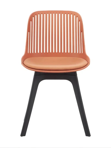 DC270 Стул пластиковый, ОРАНЖЕВЫЙ c подушкой, ноги черные